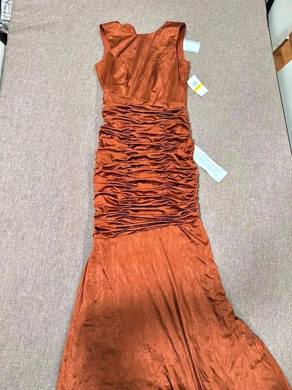 Dress the Population Violetta Ruched Sleeveless Gown Orange Medium